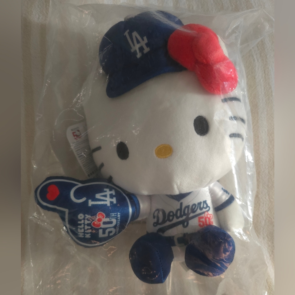 Los Angeles Dodgers Hello Kitty Plush. 50th Anniversary Limited Edition